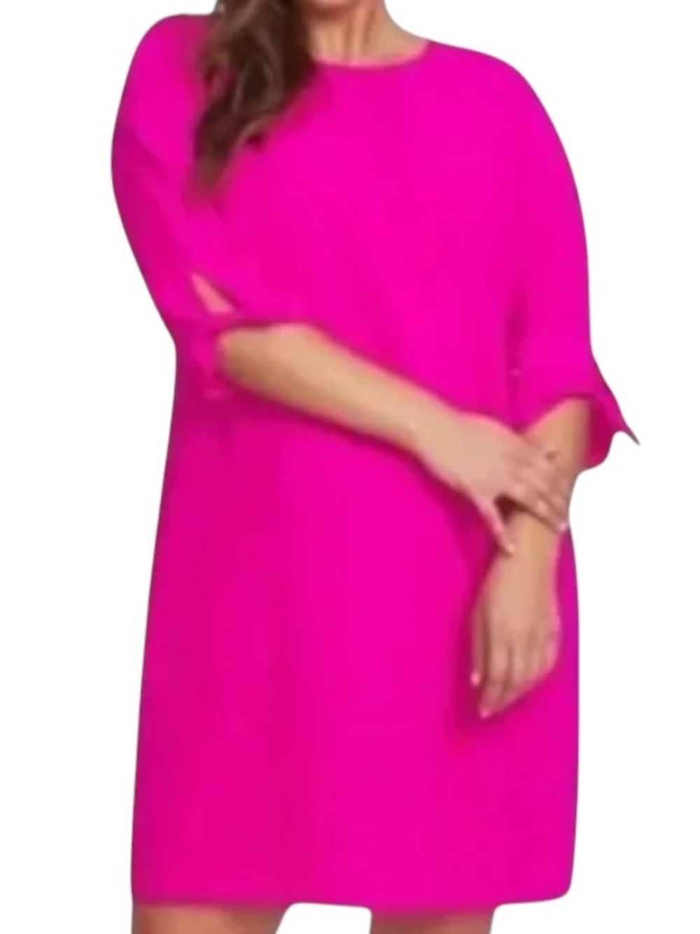 CeCe Hot Pink Tie Sleeve Shift Dress 20W Plus Size Knee Length Dress